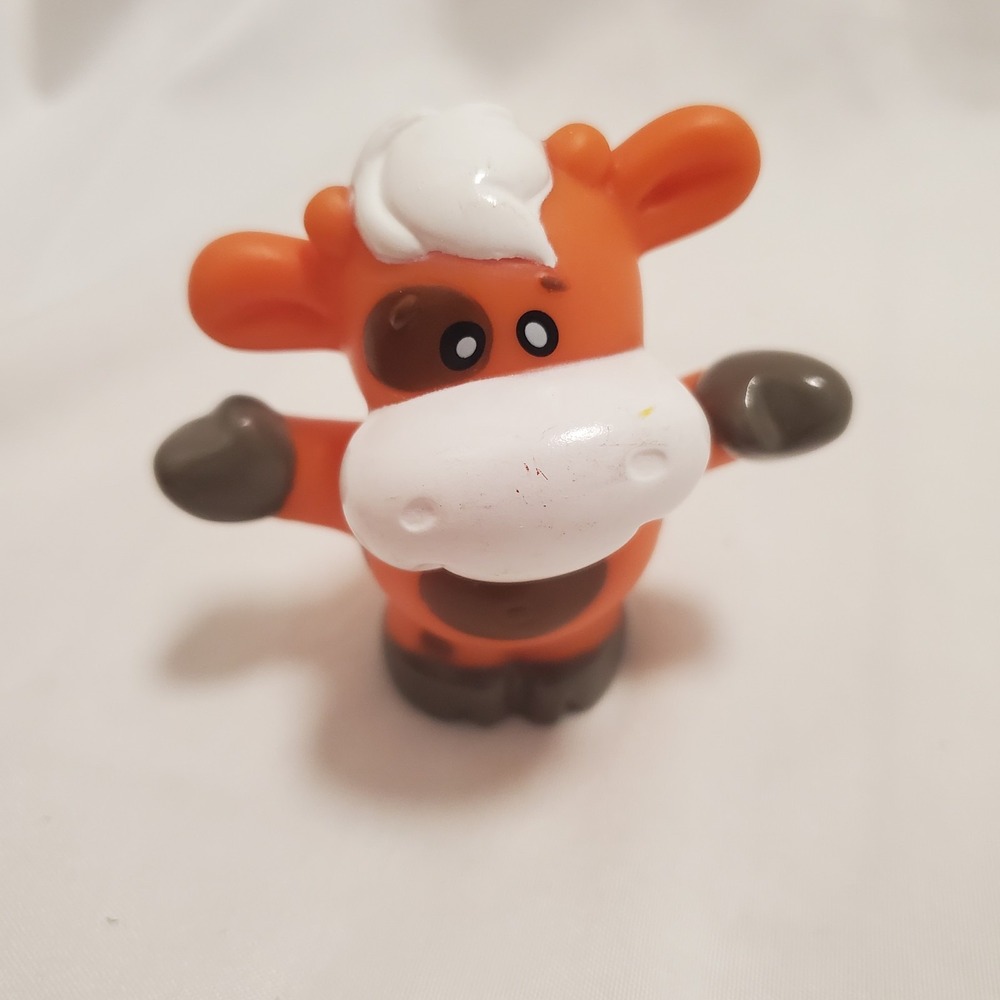 Little Tikes Chunky Standing Farm Cow Animal Vintage Figure Orange Brown White
